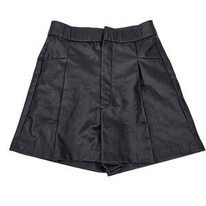 Zara Faux Leather High Rise Relaxed Fit Shorts Black Women's XS Edgy Biker Moto